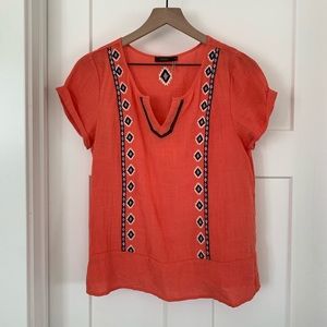 Coral embroidered top